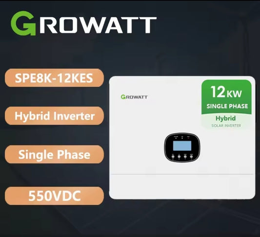 Growatt 12kW Hybrid Inverter 550VDC, DUAL MPP, Wi-Fi, Hybrid SPE12000 ES