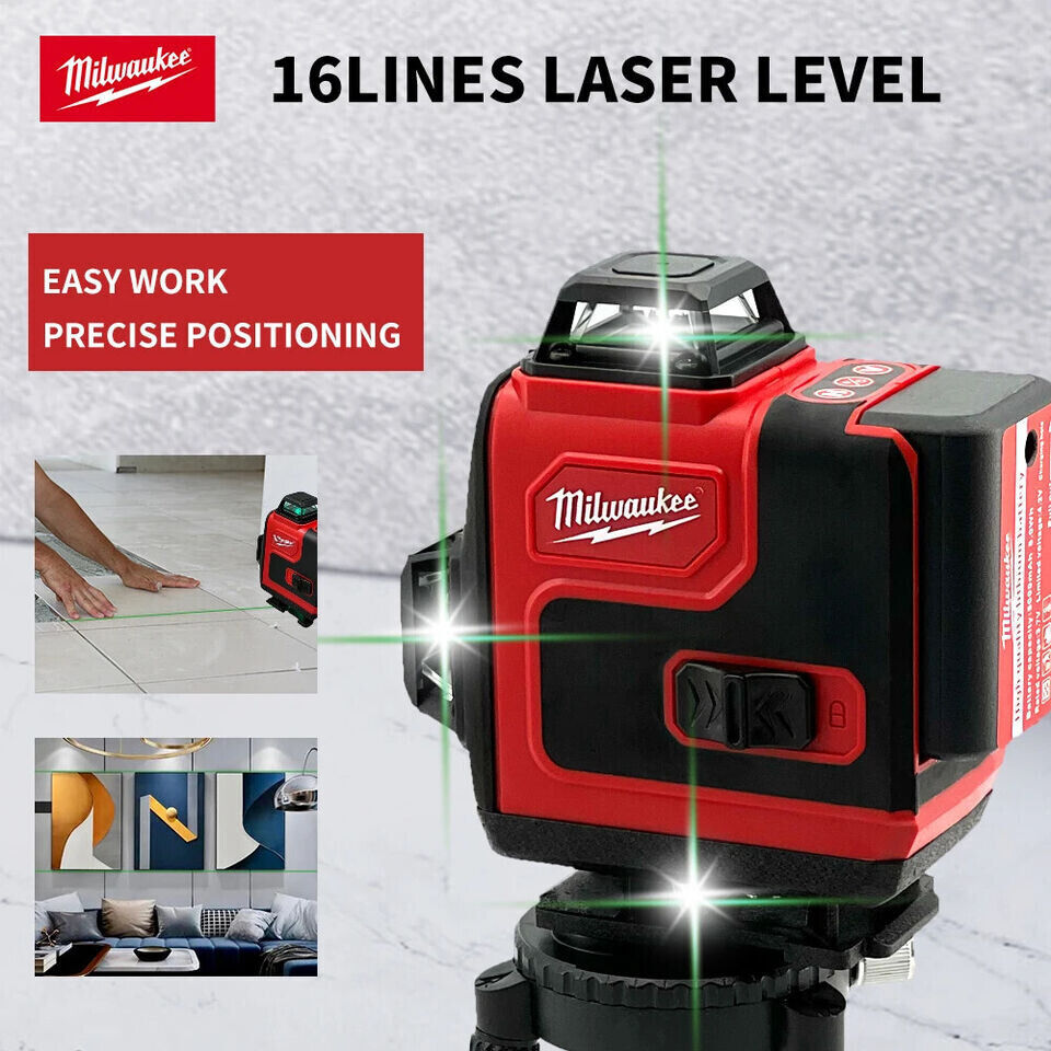 Milwaukee Laser Level Green 16 Lines 4D Self Leveling 360 Horizontal and Vertica