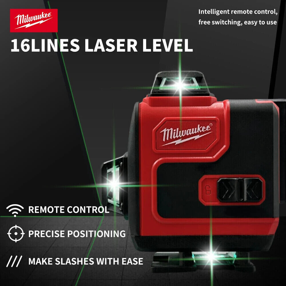 Milwaukee Laser Level Green 16 Lines 4D Self Leveling 360 Horizontal and Vertica